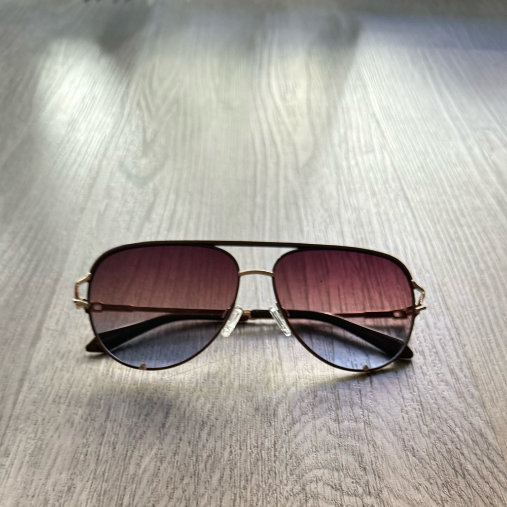 quay australia high key twist brown purple fade aviator sunglasses eyewear NEW